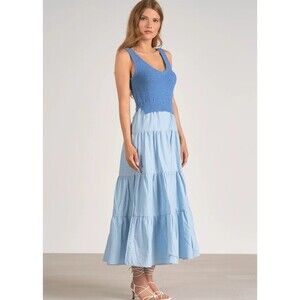 Elan Madeline Combo Dress - Light Blue